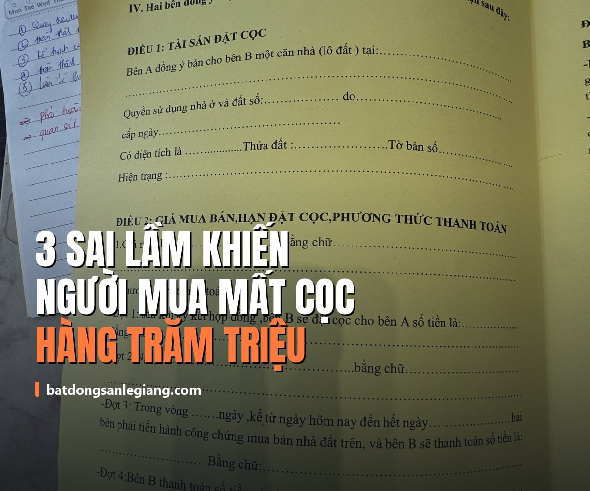 3 sai lầm khiến người mua mất cọc hàng trăm triệu