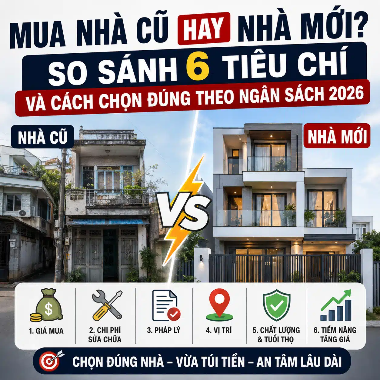 6 tiêu chí so sánh nhà cũ và nhà mới 2026