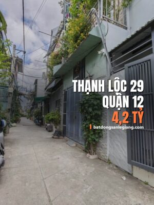 Bán nhà hẻm xe hơi Thạnh Lộc 29, Quận 12 – nhà 2 tầng mới hoàn thiện, 4,2 tỷ