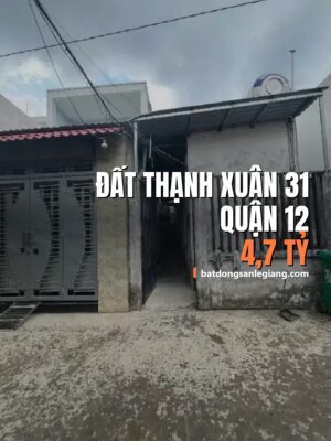 Bán đất đường Thạnh Xuân 31, Quận 12 – 76m², 4,70 tỷ