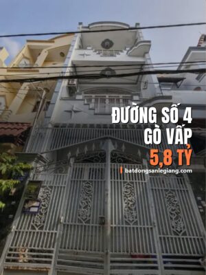 Bán nhà đường Số 4, Phường 16, Gò Vấp – 6,00 tỷ