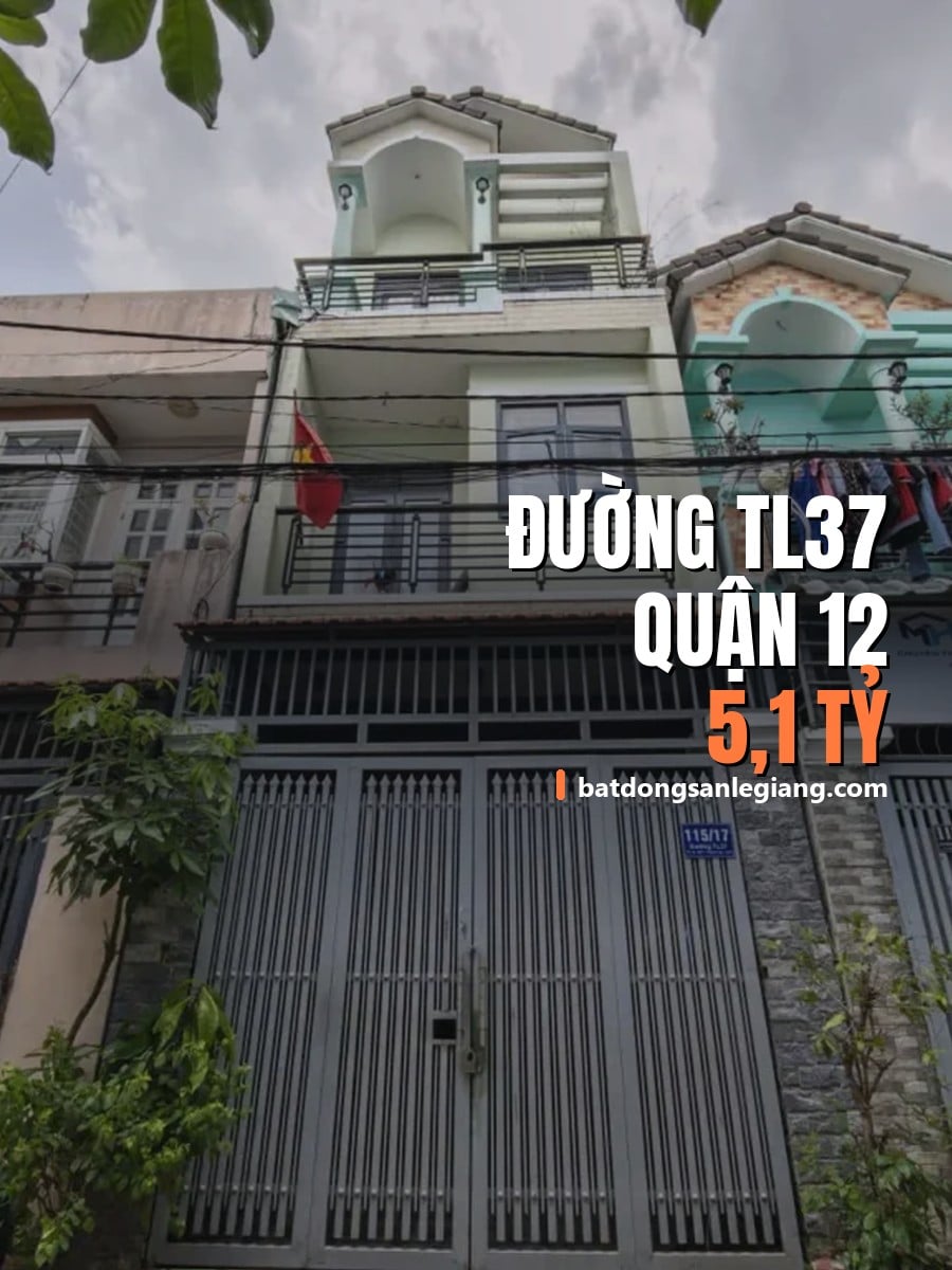 Bán nhà đường TL37 dọc bờ kênh, Quận 12 – 52,4m², 5,10 tỷ
