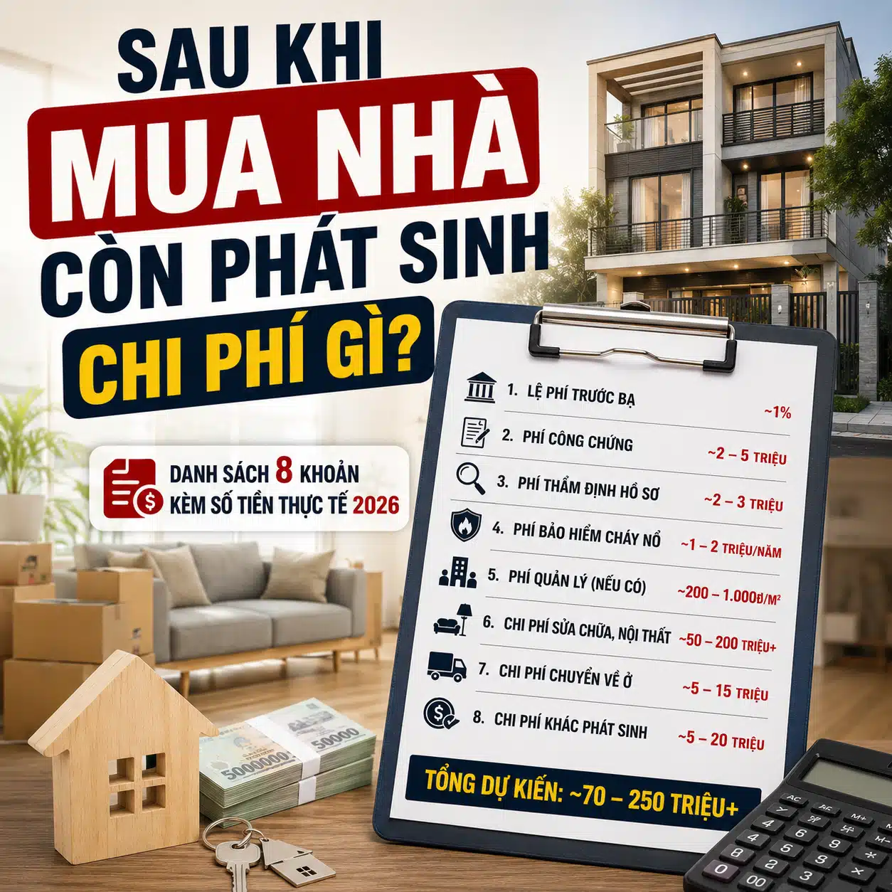 chi phí phát sinh sau khi mua nhà 2026
